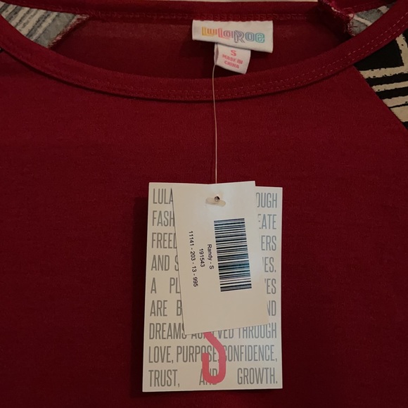 NWT LuLaRoe Randy top HTF with chevron sleeves - Picture 2 of 4